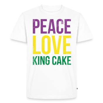 Peace Love King Cake For Bakers Or Baking Fans - Men's Premium Organic T-Shirt - white - Front - Nico (187cm)