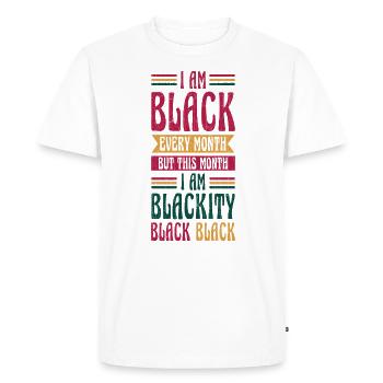 Je suis noir tous les mois, mais ce mois-ci, je suis - T-shirt Premium bio Homme - blanc - Devant - Nico (187cm)
