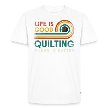 La vie est belle. Le matelassage le rend meilleur - T-shirt Premium bio Homme - blanc - Devant - Nico (187cm)
