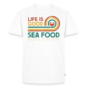 La vie est bonne Les fruits de mer le rendent meilleur - T-shirt Premium bio Homme - blanc - Devant - Nico (187cm)