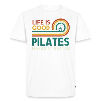 Life is good, Pilates makes it better for - Men's Premium Organic T-Shirt - white - Front - Nico (187cm)