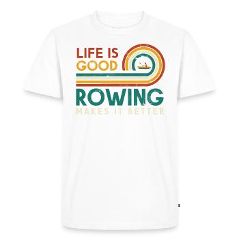La vie est bonne l’aviron le rend meilleur pour - T-shirt Premium bio Homme - blanc - Devant - Nico (187cm)