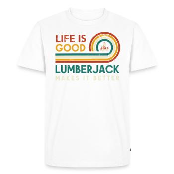 La vie est bonne Bûcheron le rend meilleur pour - T-shirt Premium bio Homme - blanc - Devant - Nico (187cm)