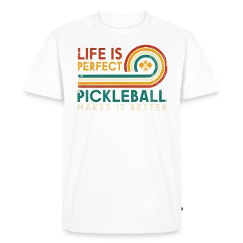 Life is amazing, Pickleball does it - Men's Premium Organic T-Shirt - white - Front - Nico (187cm)