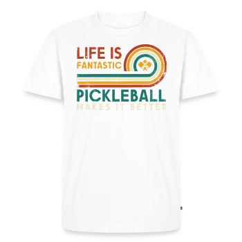 Life is amazing, Pickleball does it - Men's Premium Organic T-Shirt - white - Front - Nico (187cm)