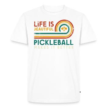 Life is amazing, Pickleball does it - Men's Premium Organic T-Shirt - white - Front - Nico (187cm)