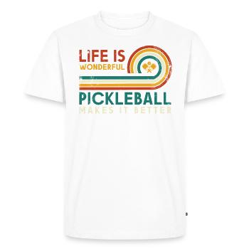 Life is amazing, Pickleball does it - Men's Premium Organic T-Shirt - white - Front - Nico (187cm)