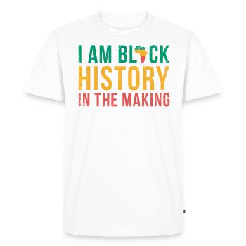 Je suis l’histoire des Noirs en devenir pour le - T-shirt Premium bio Homme - blanc - Devant - Nico (187cm)