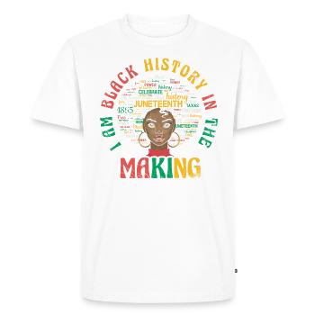 Je suis l’histoire des Noirs en devenir pour le - T-shirt Premium bio Homme - blanc - Devant - Nico (187cm)