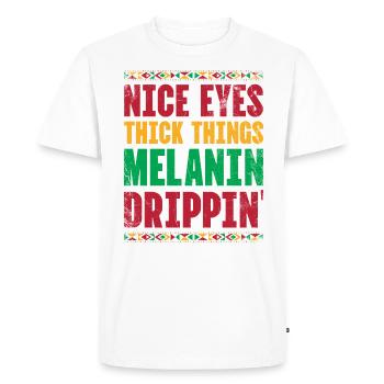 Beaux yeux Choses épaisses Melanine Drippin Pour La Fierté - T-shirt Premium bio Homme - blanc - Devant - Nico (187cm)