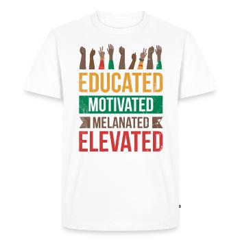 Éduqué, motivé, mélanisé, fier - T-shirt Premium bio Homme - blanc - Devant - Nico (187cm)