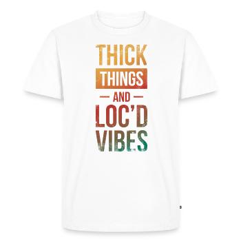 Choses épaisses et vibrations loc’d pour la fierté africaine - T-shirt Premium bio Homme - blanc - Devant - Nico (187cm)