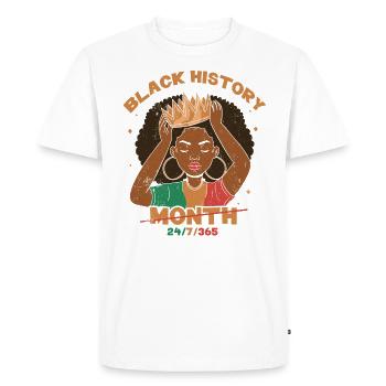 Mois de l’histoire des Noirs 24/7/365 pour Pride African - T-shirt Premium bio Homme - blanc - Devant - Nico (187cm)