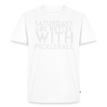 Les samedis sont meilleurs pour les joueurs de pickleball ou - T-shirt Premium bio Homme - blanc - Devant - Nico (187cm)