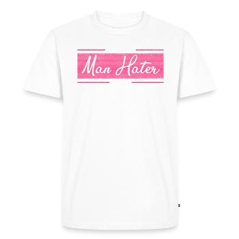 Je ne suis pas un haïsseur d’hommes, je suis un - T-shirt Premium bio Homme - blanc - Devant - Nico (187cm)