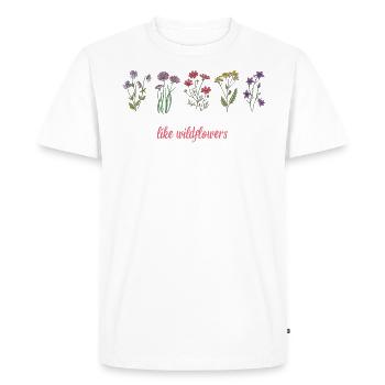 Répandez la gentillesse comme des fleurs sauvages - T-shirt Premium bio Homme - blanc - Devant - Nico (187cm)