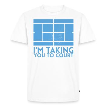 Je vous emmène à la conception de courts pour les fans de tennis - T-shirt Premium bio Homme - blanc - Devant - Nico (187cm)