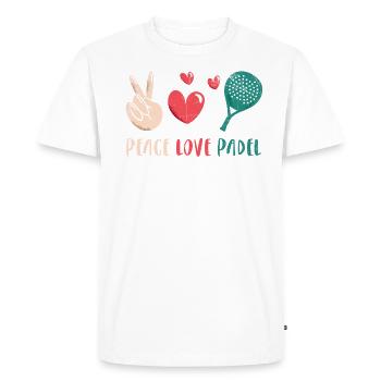 Peace Love Padel Racket Design For Padel Tennis - Men's Premium Organic T-Shirt - white - Front - Nico (187cm)