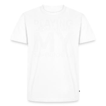 Jouer au badminton est mon superpouvoir pour - T-shirt Premium bio Homme - blanc - Devant - Nico (187cm)