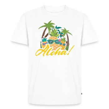 Conception d’ananas et de pins Aloha pour la plage - T-shirt Premium bio Homme - blanc - Devant - Nico (187cm)