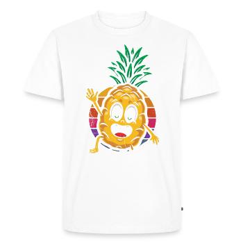 Pineapple retro design For beach lovers Pineapple - Men's Premium Organic T-Shirt - white - Front - Nico (187cm)