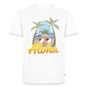 Conception d’ananas et de pins Aloha pour la plage - T-shirt Premium bio Homme - blanc - Devant - Nico (187cm)