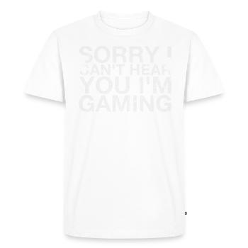 Désolé, je ne vous entends pas. Dans - T-shirt Premium bio Homme - blanc - Devant - Nico (187cm)