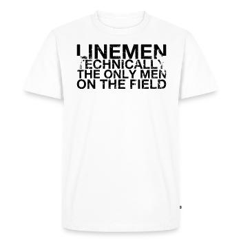 Les monteurs de lignes sont techniquement les seuls hommes sur le terrain - T-shirt Premium bio Homme - blanc - Devant - Nico (187cm)