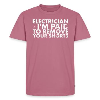 Electrician I pay to remove - Men's Premium Organic T-Shirt - mauve - Front - Nico (187cm)