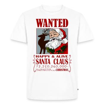 Wanted Santa Claus_Weihnachtsmann - Men's Premium Organic T-Shirt - white - Front - Nico (187cm)