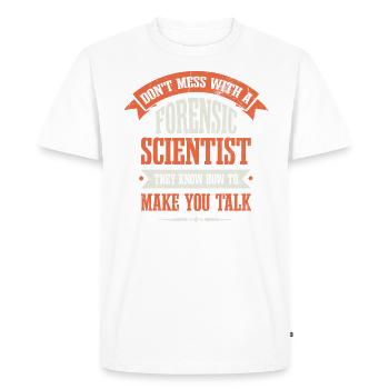 Don't mess with a forensic - Men's Premium Organic T-Shirt - white - Front - Nico (187cm)