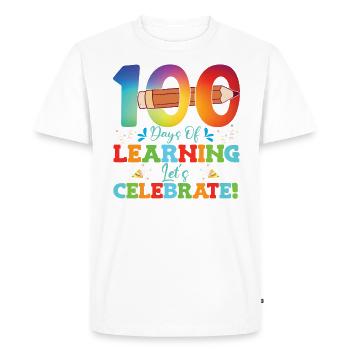 100 jours d’apprentissage Célébrons - T-shirt Premium bio Homme - blanc - Devant - Nico (187cm)