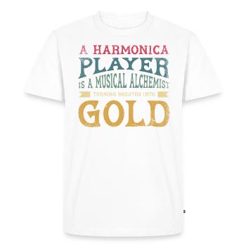 Turning Breaths Ino Gold, - T-shirt Premium bio Homme - blanc - Devant - Nico (187cm)