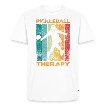 Life is amazing, Pickleball does it - Men's Premium Organic T-Shirt - white - Front - Nico (187cm)