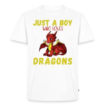 Just A Boy Who Loves Dragons - Men's Premium Organic T-Shirt - white - Front - Nico (187cm)