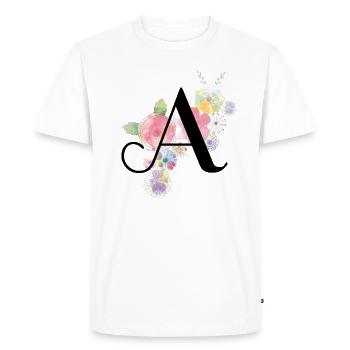Monogram Letter A with Pastel Flowers - Men's Premium Organic T-Shirt - white - Front - Nico (187cm)