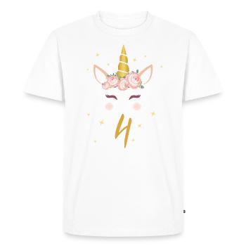 Chemise d'anniversaire 4e anniversaire cadeau licorne - T-shirt Premium bio Homme - blanc - Devant - Nico (187cm)