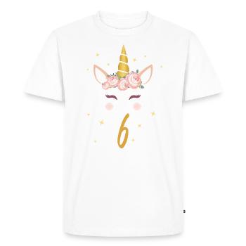 Chemise d'anniversaire 6e anniversaire cadeau licorne - T-shirt Premium bio Homme - blanc - Devant - Nico (187cm)