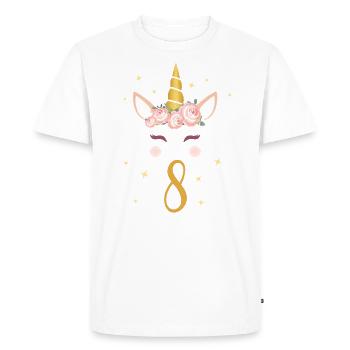 Chemise d'anniversaire 8e anniversaire cadeau licorne - T-shirt Premium bio Homme - blanc - Devant - Nico (187cm)