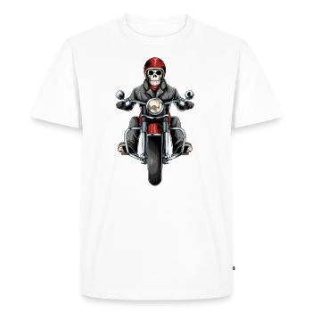 Motard squelette - motard crâne - T-shirt Premium bio Homme - blanc - Devant - Nico (187cm)