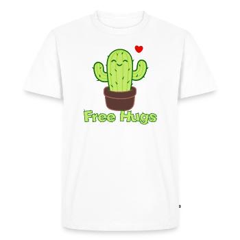 Free hugs cactus - T-shirt Premium bio Homme - blanc - Devant - Nico (187cm)