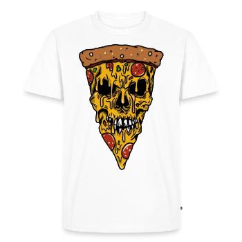 Cheesy Pizza skull - Men's Premium Organic T-Shirt - white - Front - Nico (187cm)