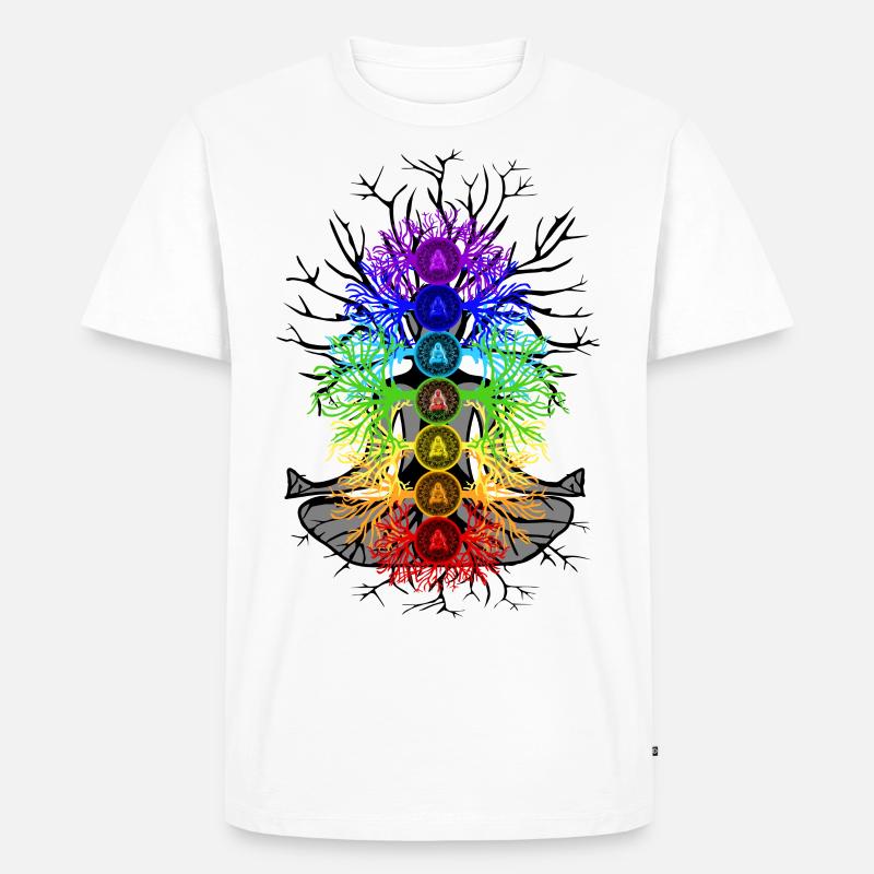 Chakra Baum des Lebens - Männer Premium Bio T-Shirt - Weiß