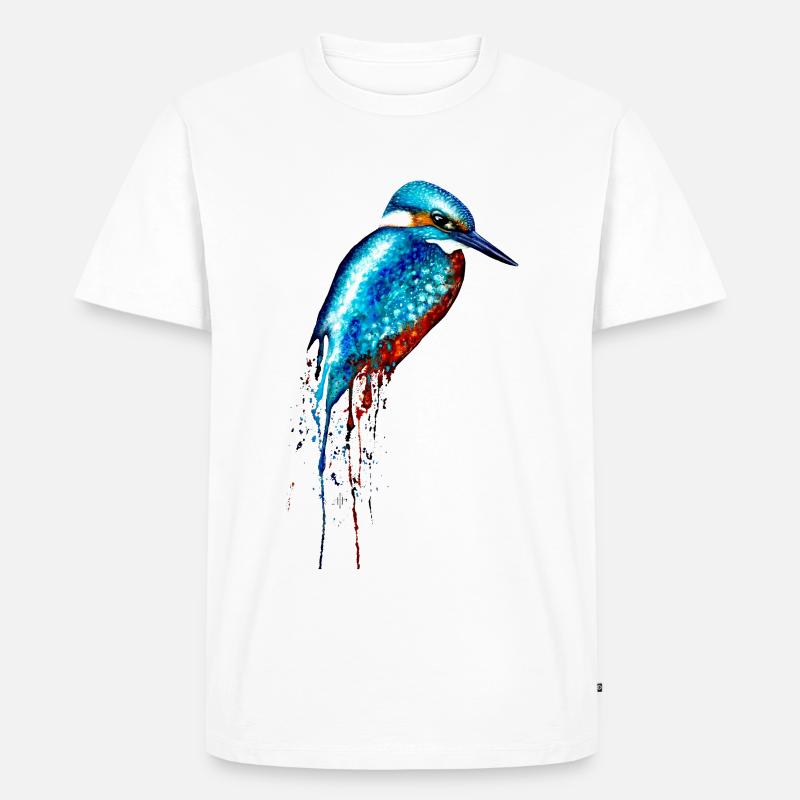 Aquarell Eisvogel - Männer Premium Bio T-Shirt - Weiß
