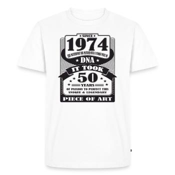 50 ans, 50e anniversaire, 1974, il a fallu 50 ans - T-shirt Premium bio Homme - blanc - Devant - Nico (187cm)