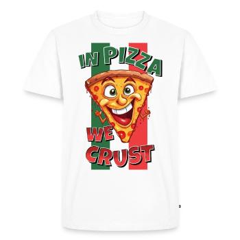 In Pizza We Crust Pizza Slice Face Laughs Funny - Men's Premium Organic T-Shirt - white - Front - Nico (187cm)