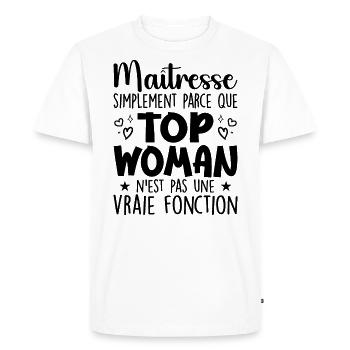 Maîtresse Top Woman - Cadeau Maîtresse - T-shirt Premium bio Homme - blanc - Devant - Nico (187cm)