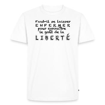 Liberté - T-shirt Premium bio Homme - blanc - Devant - Nico (187cm)