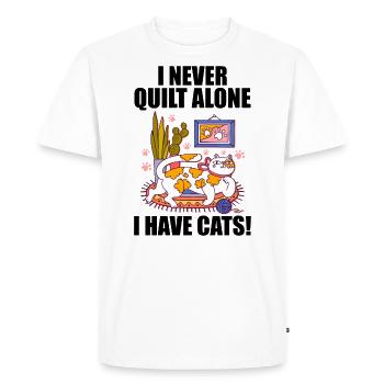 I never quilt alone. I have cats! - Men's Premium Organic T-Shirt - white - Front - Nico (187cm)