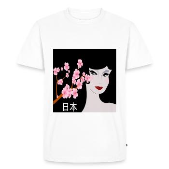 cerisier japonais Fleurs de cadeau japonaise de geisha Kanji - T-shirt Premium bio Homme - blanc - Devant - Nico (187cm)